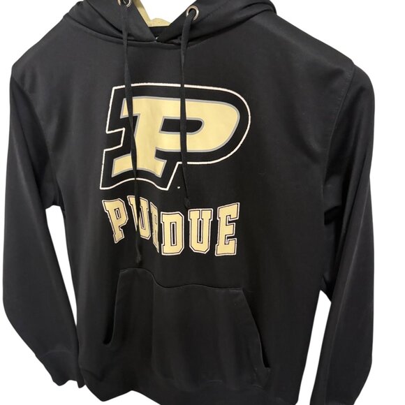 Purdue Boilermakers Hooded Sweatshirt Size Medium Black Gold Logo - Picture 2 of 6